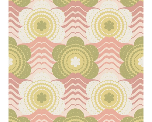 Papier peint intissé 39539-1 Retro Chic fleurs vert Papier peint à fleurs avec motif ondulé