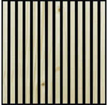 Holzpaneel mit vertikalen Latten und Akustikfilz