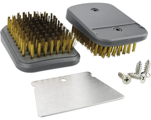 Grillbürste mit Messingborsten, Schaber und Schrauben