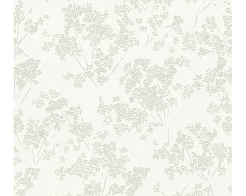 Papier peint intissé Casual Living floral nature blanc vert gris