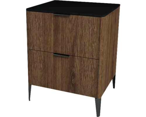 Meuble sous vasque avec 2 tiroirs Devo Lotos lxhxp 60 x 76 cm x 53 cm couleur de façade bronze expressive oak Meuble sous vasque avec 2 tiroirs Devo Lotos lxhxp 60 x 76 cm x 53 cm couleur de façade bronze expressive oak
