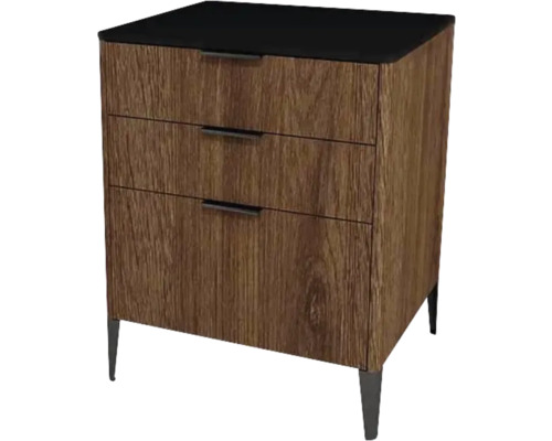 Waschtischunterschrank mit 3 Schubladen Devo Lotos BxHxT 60 x 76 cm x 53 cm Frontfarbe bronze expressive oak Waschtischunterschrank mit 3 Schubladen Devo Lotos BxHxT 60 x 76 cm x 53 cm Frontfarbe bronze expressive oak