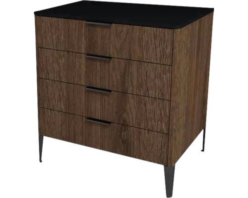 Meuble sous vasque avec 4 tiroirs Devo Lotos lxhxp 70 x 76 cm x 53 cm couleur de façade bronze expressive oak Meuble sous vasque avec 4 tiroirs Devo Lotos lxhxp 70 x 76 cm x 53 cm couleur de façade bronze expressive oak