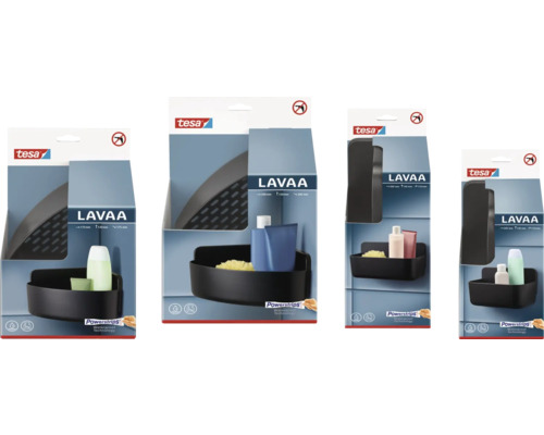 Tesa Lavaa Duschregale in verschiedenen Größen in Produktverpackung