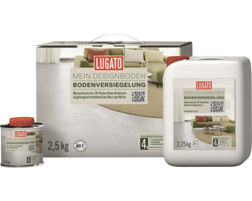 Vitrification de sol Lugato Mein Designboden 2,5 kg Lugato Mon sol design Scellant de sol Set avec durcisseur et résine