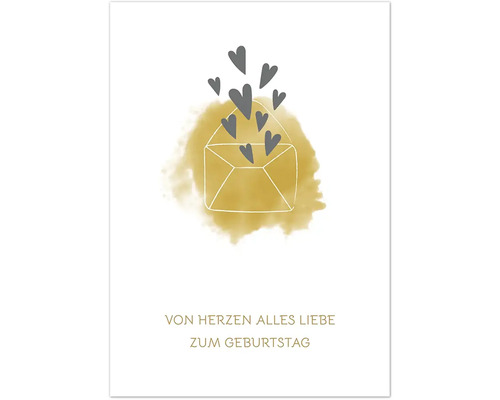 Carte d'anniversaire Von Herzen alles Liebe 10,5x14,8 cm