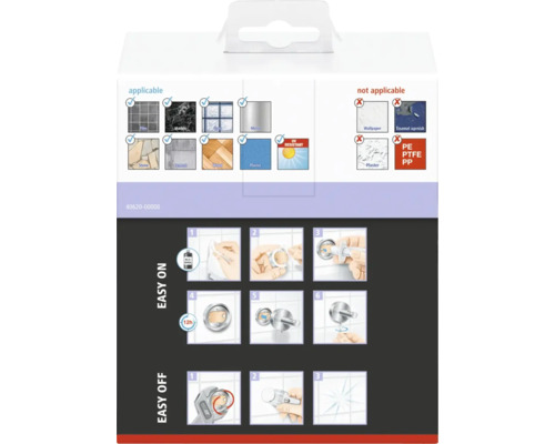 Informationen zur Anbringung und Entfernung sowie Hinweise zur Anwendbarkeit auf Oberflächen