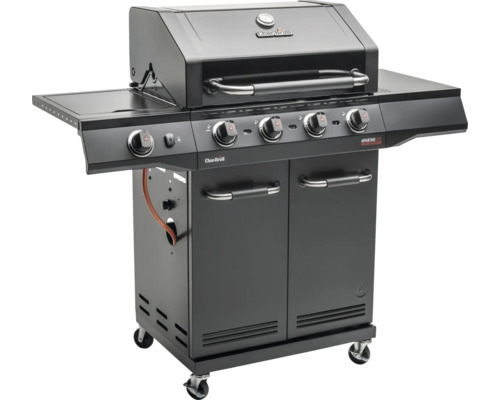 Char-Broil Gasgrill mit vier Brennern, Seitentisch und Unterschrank auf Rollen
