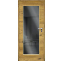 Zimmertür aus Holz mit Glaseinsatz und Türgriff