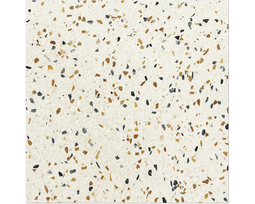 Carrelage sol et mur Carrelage mural en grès-cérame fin Terrazzo 60 x 60 x 9 mm blanc mat rectifié