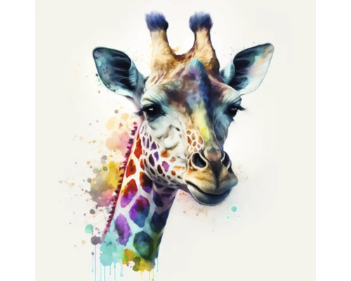 Tableau sur toile Giclée Colorfull Giraffe 142 60x60 cm