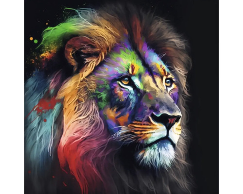 Giclée Leinwandbild Colorfull lion 146 60x60 cm