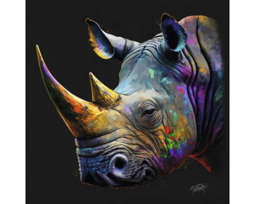 Tableau sur toile Giclée Colorfull rhino 140 60x60 cm