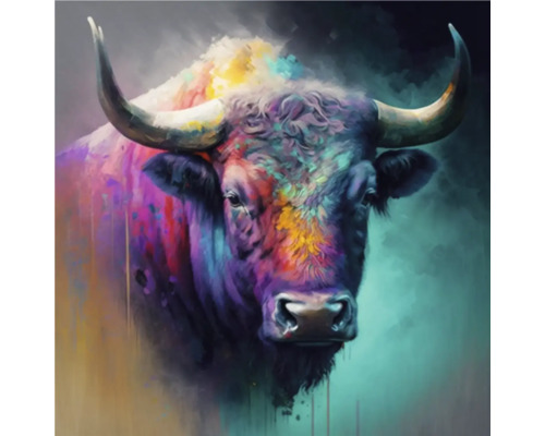 Giclée Leinwandbild Colorfull bull 0137 60x80 cm