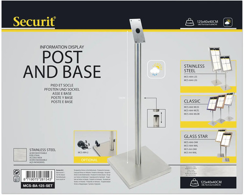Securit Informationsständer mit Fuß aus Edelstahl