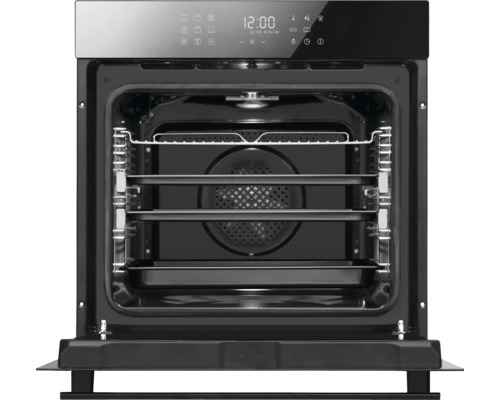 Four ouvert avec affichage numérique et plusieurs niveaux d''insertion.