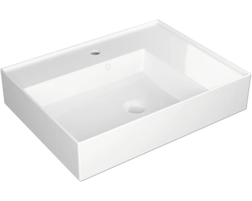Jungborn Waschtisch QUATTRO Becken links 61 x 46 cm weiß glänzend Rechteckiges Aufsatzwaschbecken aus Sanitärkeramik
