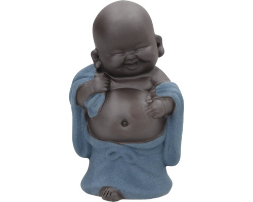 Décoration d'aquarium AquaParts sculpture de temple saturé bleu env. 4,5 x 5 x 9 cm Statuette de Bouddha souriant avec cape
