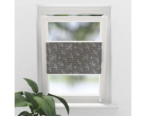 Store plissé Soluna avec guidage latéral feuille gris semi-transparent 40x130 cm-0