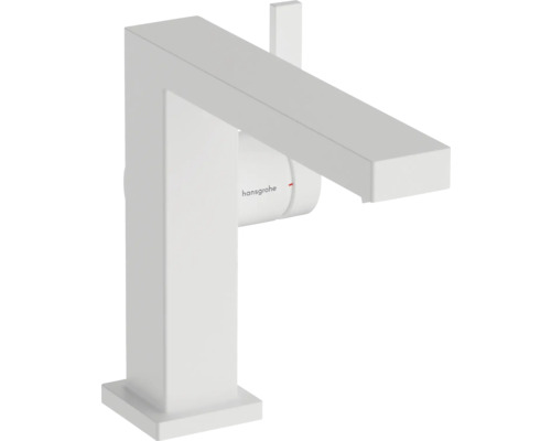 hansgrohe Waschtischarmatur TECTURIS E 110 Fine CoolStart EcoSmart+ mit Push-Open Ablaufgarnitur weiß matt 73020700