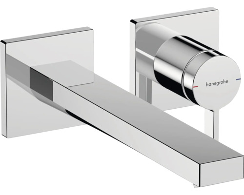hansgrohe Waschtischarmatur TECTURIS E chrom ohne Unterputzgrundkörper 73051000 Wandarmatur aus verchromtem Metall mit Hansgrohe Logo
