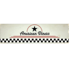 Lettrage American Diners avec étoile et motif en damier