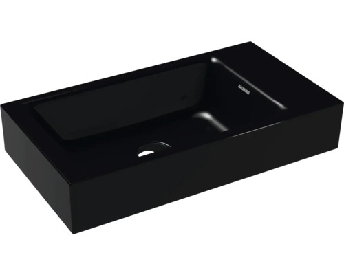 Lavabo KALDEWEI PURO 55 x 30 cm noir brillant émaillé effet nacré anti-bruit sans trou de robinetterie 901206313701