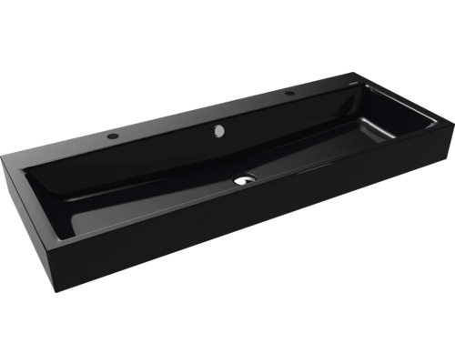 Lavabo à poser Lavabo double KALDEWEI PURO 120 x 46 cm noir brillant avec revêtement Emaillé 907006043701