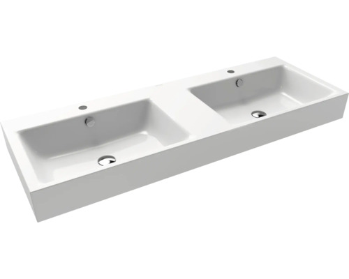 Lavabo double KALDEWEI PURO 130 x 46 cm blanc alpin brillant avec revêtement Emaillé 906706043001