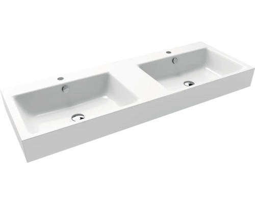 Lavabo à poser Lavabo double KALDEWEI PURO 130 x 46 cm blanc alpin brillant avec revêtement Emaillé 907206043001