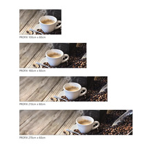 Profix Kaffeetasse und Kaffeebohnen in verschiedenen Größen