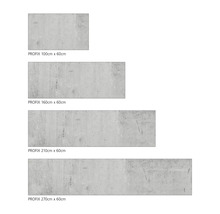 Betonplatten in verschiedenen Größen: 100 cm x 60 cm, 160 cm x 60 cm, 210 cm x 60 cm und 270 cm x 60 cm.