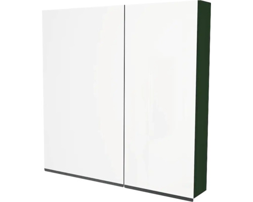 Spiegelschrank Devo Viva 2.0 links BxHxT 85x85x15 cm conifer green supermatt Weißer Spiegelschrank mit zwei Türen
