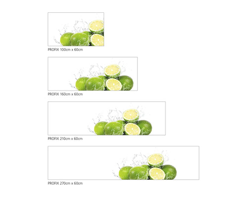 Küchenrückwand mit Limetten in verschiedenen Größen