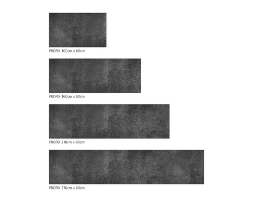 Fliesenmuster in verschiedenen Größen: 100 cm x 60 cm, 160 cm x 60 cm, 210 cm x 60 cm, 270 cm x 60 cm