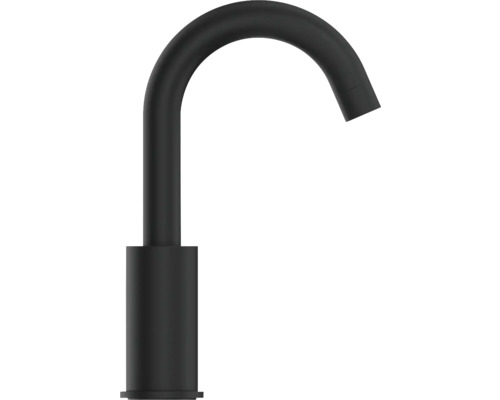 Robinet de lavabo noir avec bec courbé
