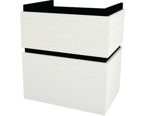 Meuble sous vasque avec 2 tiroirs Devo Viva 2.0 lxhxp 59x66x44 cm structure white décor bois Meuble sous vasque avec 2 tiroirs Devo Viva 2.0 lxhxp 59x66x44 cm structure white décor bois