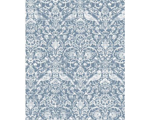 Papier peint intissé 47623 Heritage Floral bleu Papier peint avec motif d''oiseaux et de fleurs