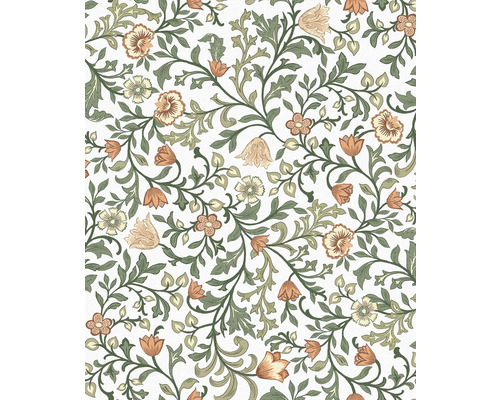 Papier peint intissé Heritage floral feuilles vert blanc Papier peint à fleurs avec motif de vigne