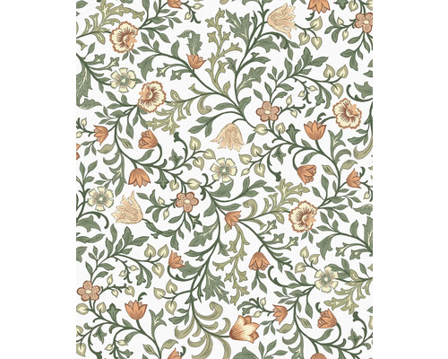 Papier peint intissé Heritage floral feuilles vert blanc