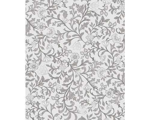 Papier peint intissé 47628 Heritage Floral gris Papier peint avec motif de fleurs et de feuilles