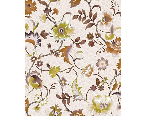 Papier peint intissé 47646 Heritage Floral marron beige Motif de papier peint floral avec des fleurs et des feuilles