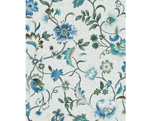 Papier peint intissé 47647 Heritage Floral bleu gris Papier peint à motifs floraux avec design floral