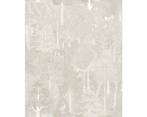 Papier peint intissé 47649 Heritage Floral beige Papier peint avec motif de forêt et motifs d''arbres