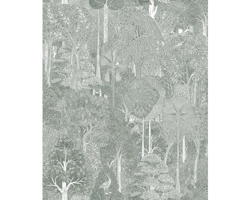 Papier peint intissé 47651 Heritage Floral vert Papier peint avec motif de forêt et dessins d''arbres détaillés