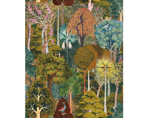 Papier peint intissé 47652 Heritage Floral vert Papier peint avec un motif de forêt dense et différentes espèces d''arbres