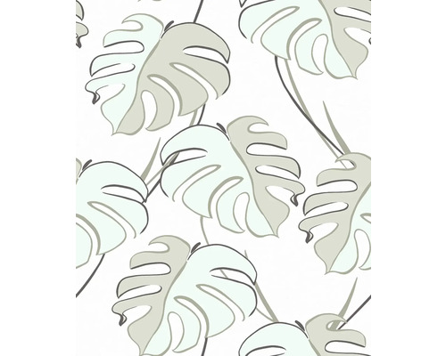Vliestapete 81607 Kylie Monstera Blätter weiß beige Tapete mit Monstera Blatt Muster