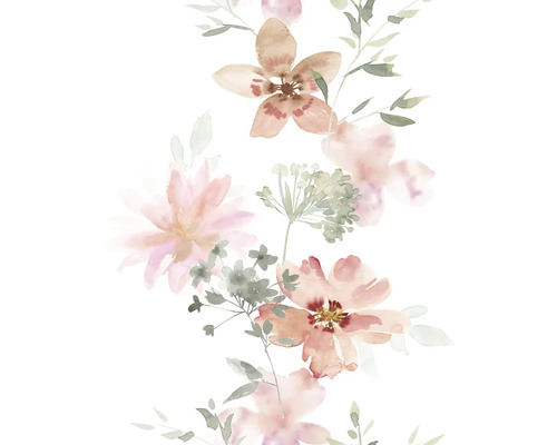 Papier peint intissé Kylie floral blanc rose fuchsia