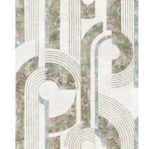 Tapete mit abstraktem, geometrischem Muster aus Linien und Bögen