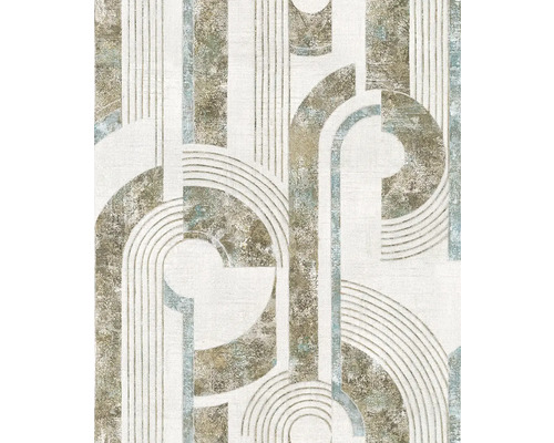 Papier peint intissé 81629 Kylie abstrait beige gris Papier peint avec motif géométrique abstrait de lignes et d''arcs